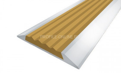 Алюминиевый порог одноуровневый 42 мм противоскользящий Д15 без покрытия (бежевая резиновая вставка) 2,7 м (упаковка 10 штук)