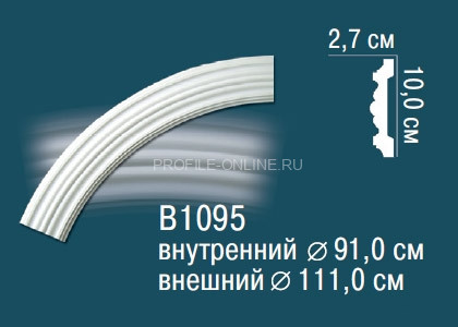 Декоративный круговой молдинг Перфект B1095 100х27 мм белого цвета из полиуретана