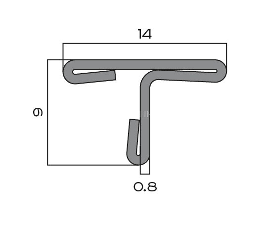 Т-образный профиль из нержавеющей стали 14 мм NEEXY PVS90-13 LH удлиненый браш 2.7 м