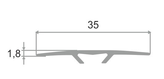 Одноуровневый порог алюминиевый 35 мм ПО-35 серебро матовое 2,7 м