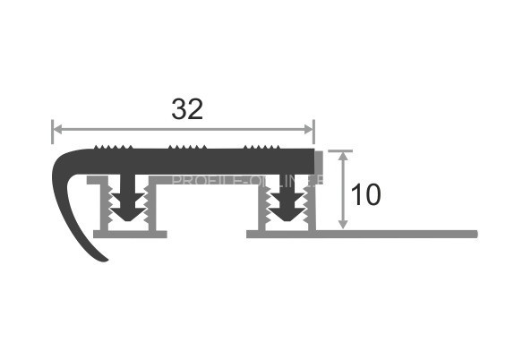 Противоскользящий порог угловой алюминиевый с резиной 32х10 мм Р-32 коричневый 2,5 м