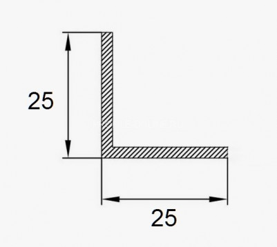 Алюминиевый уголок 25х25 мм ПБ25х25 черный муар 3 м