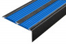 Алюминиевый противоскользящий угловой порог 70х22 мм с резиновыми вставками АУ-70-Антик серебро-синий 3 м