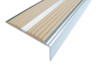 Алюминиевый противоскользящий угловой порог 70х22 мм с резиновыми вставками АУ-70 бежевый 3 м