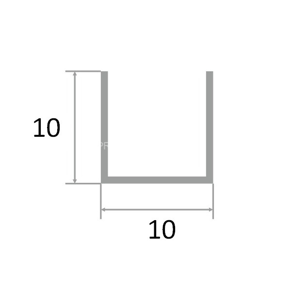 Алюминиевый П-образный профиль 10х10 мм П-10х10 черный муар 2.7 м