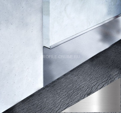 Нержавеющий плинтус скрытого монтажа стальной под гипсокартон 100 мм FiZ 100 P полированная сталь 250 см