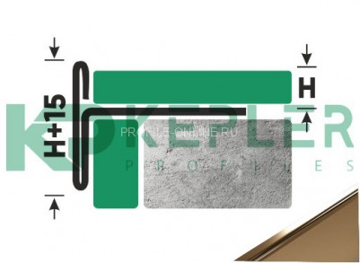 Т-профиль из нержавеющей стали закладной торцевой 15 мм FFT 15 GP золото полированное 270 см