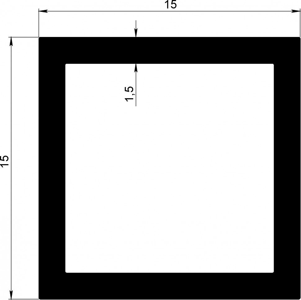 Бокс алюминиевый 15х15х1,5 мм серебро 3 м
