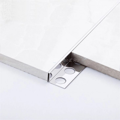 Нержавеющий П-образный профиль стальной закладной 3х10 мм SBP018-10H серебро глянец 2,7 м