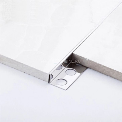 Нержавеющий П-образный профиль стальной закладной 3х10 мм SBP018-10H серебро глянец 2,7 м