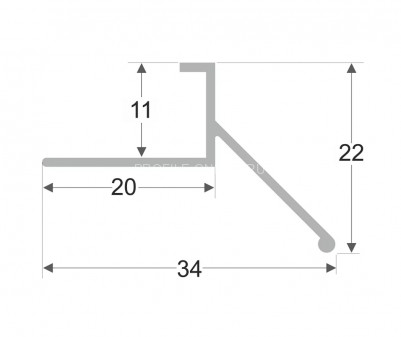 Профиль открытого типа для террас и балконов из алюминия ПО-182 11 мм серебро матовое 2,7 м