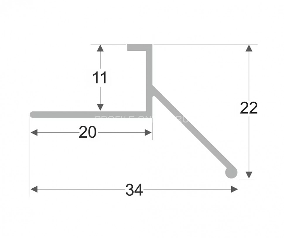 Профиль открытого типа для террас и балконов из алюминия ПО-182 11 мм серебро матовое 2,7 м