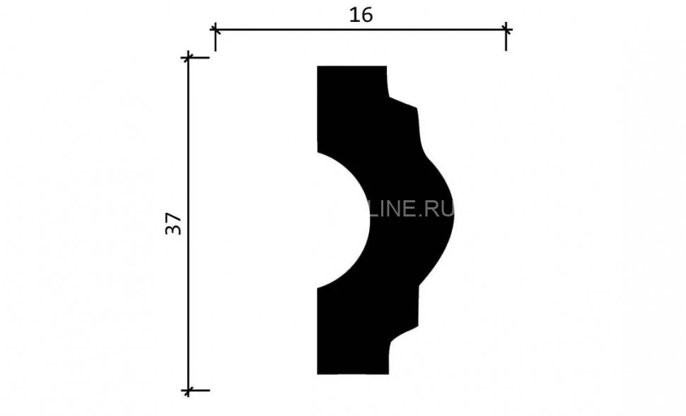 Декоративный молдинг 37х16 мм Decor-Dizayn DD23 полистирол белый, под покраску 2 м