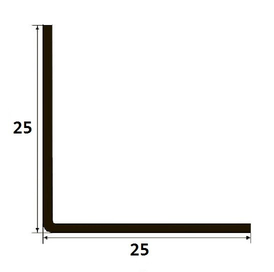 Латунный уголок равносторонний 25х25 мм шлифованный 270 см