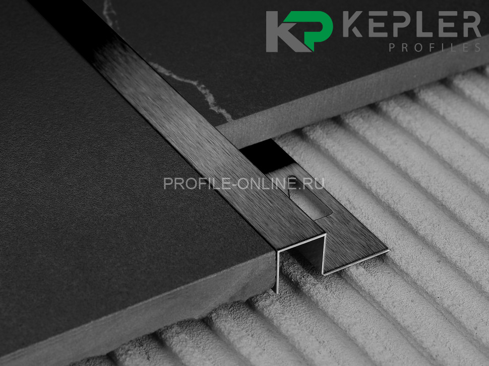 П-образный профиль закладной 12х12 мм из нержавеющей стали SS 304 FSBP017-12 BS S.S.304 черный сатинированный 2.7 м