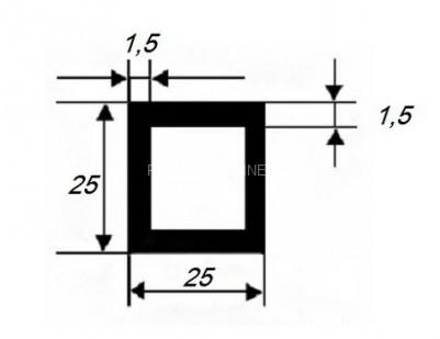 Бокс алюминиевый 25х25х1,5 мм серебро 3 м