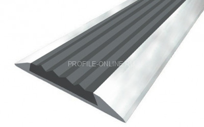 Алюминиевый порог одноуровневый 42 мм противоскользящий Д15 без покрытия (серая резиновая вставка) 2,7 м (упаковка 10 штук)