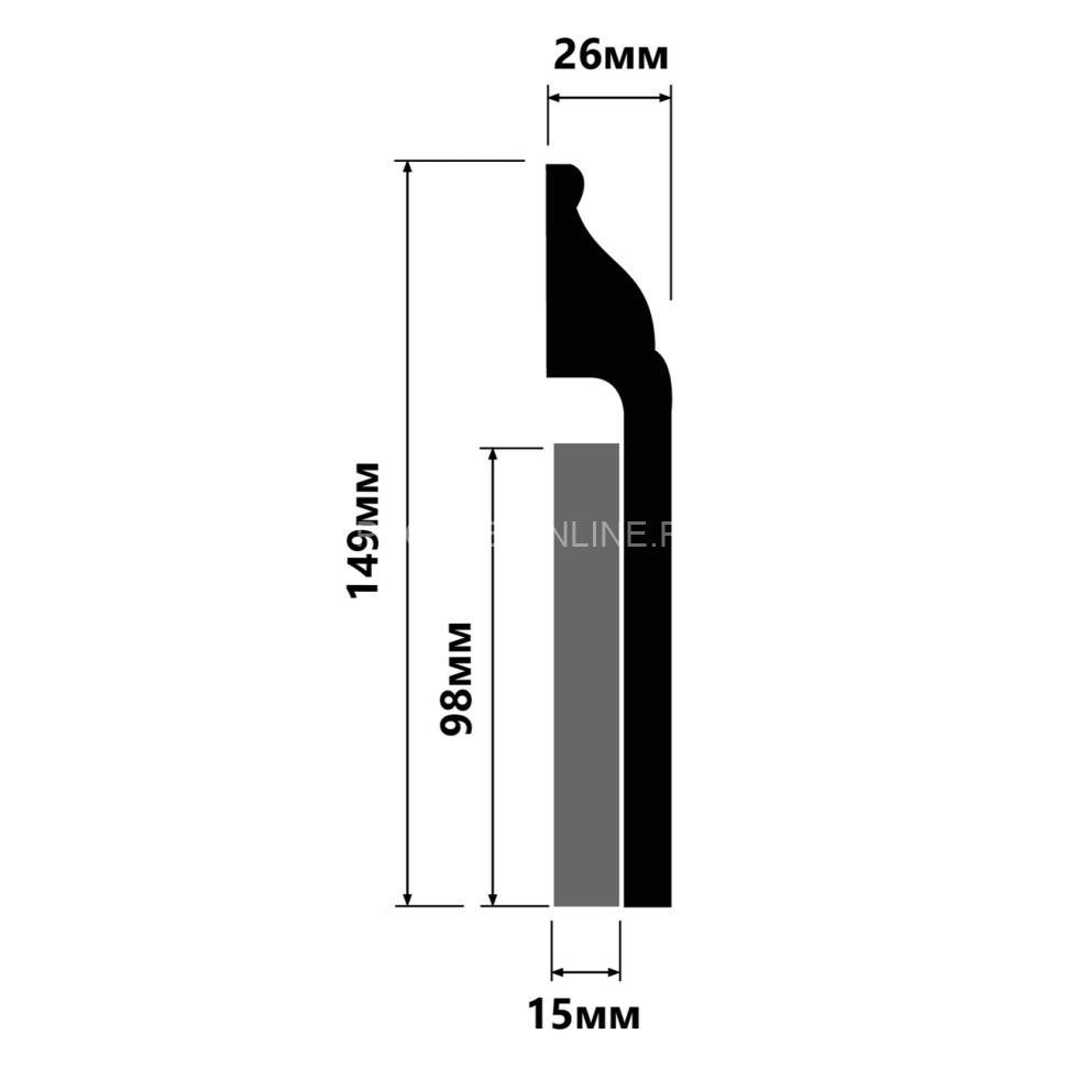 Напольный плинтус 26х149 мм HiWood B150 белый 200 см