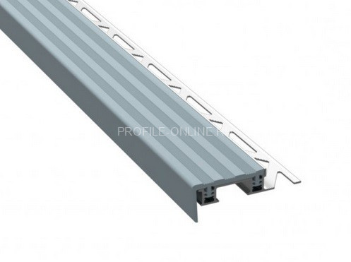 Противоскользящий порог угловой алюминиевый с резиной 32х10 мм Р-32 серый 2,5 м