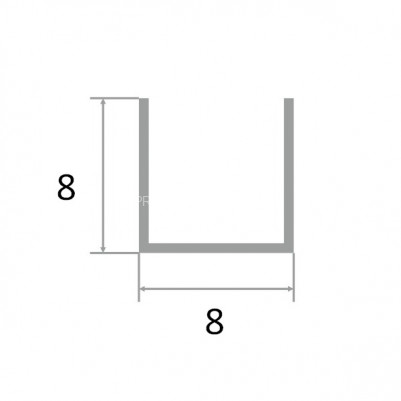 Алюминиевый П-образный профиль 8х8 мм П-8х8 черный матовый 2.7 м