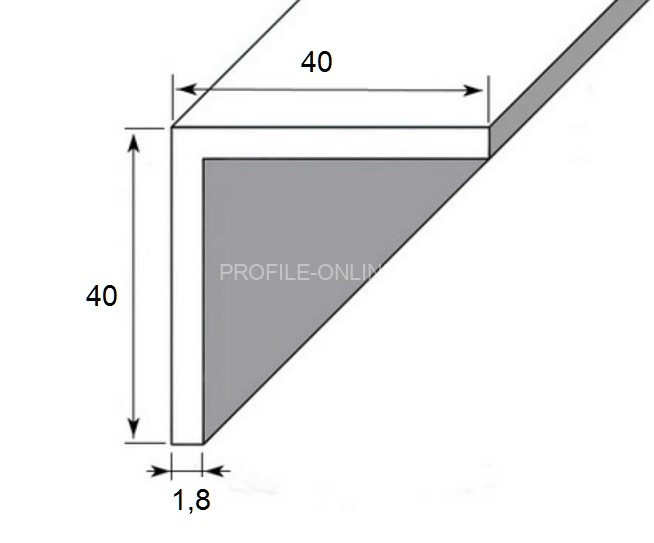 Алюминиевый уголок 40х40х1,8 мм равнополочный 3м