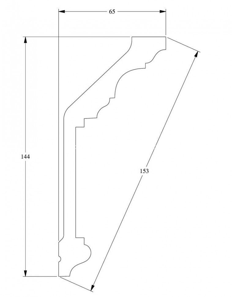 Потолочный плинтус Orac Decor Purotouch C303 белого цвета из полиуретана 144х65 мм 200 см