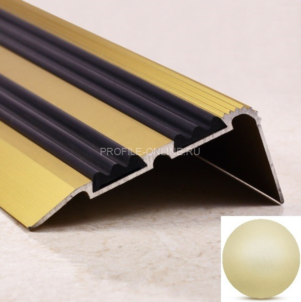 Алюминиевый порог угловой с резиновой вставкой 68х30 мм ПО-68х30 бронза матовая-черный 2,7 м