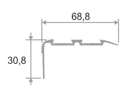 Алюминиевый порог угловой с резиновой вставкой 68х30 мм ПО-68х30 бронза матовая-черный 2,7 м