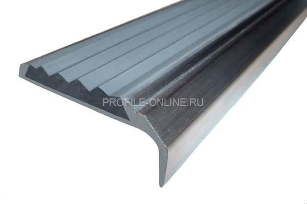 Алюминиевый угловой противоскользящий порог с резиновой вставкой 42х23 мм АУ-42/23 без покрытия серый 3 м
