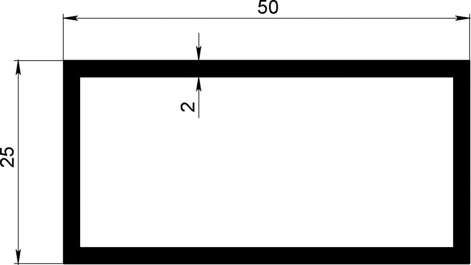Бокс алюминиевый 25х50х2 мм 3 м