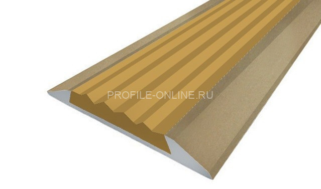 Алюминиевый порог одноуровневый 42 мм противоскользящий Д15 Бронза РЕ (бежевая резиновая вставка) 2,7 м (упаковка 10 штук)