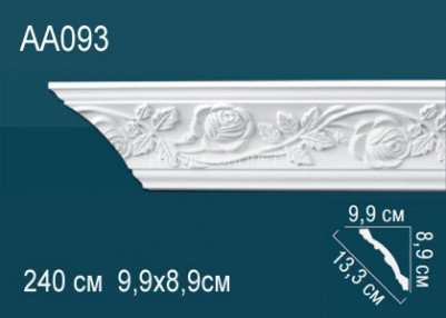 Потолочный плинтус с рисунком Перфект AA093 белый из полиуретана 89х133х99 мм 240 см