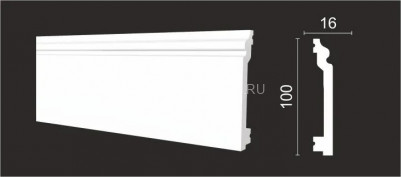 Напольный гибкий плинтус 100х16 мм Decor-Dizayn DD701F полистирол белый, под покраску 2 м