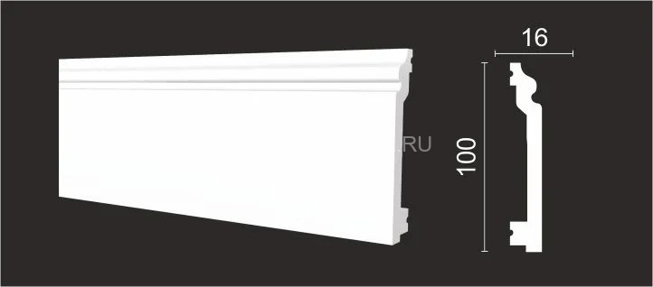 Напольный гибкий плинтус 100х16 мм Decor-Dizayn DD701F полистирол белый, под покраску 2 м