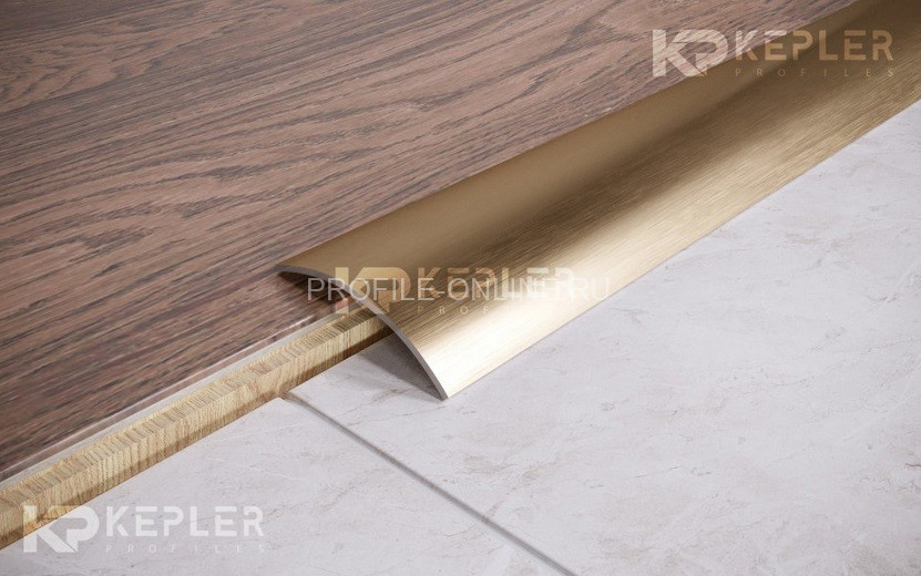 Одноуровневый нержавеющий порог стальной 50 мм FAR 5 GM золото сатинированное 270 см