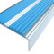 Алюминиевый противоскользящий угловой порог 70х22 мм с резиновыми вставками АУ-70 голубой 3 м