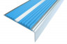 Алюминиевый противоскользящий угловой порог 70х22 мм с резиновыми вставками АУ-70 голубой 3 м