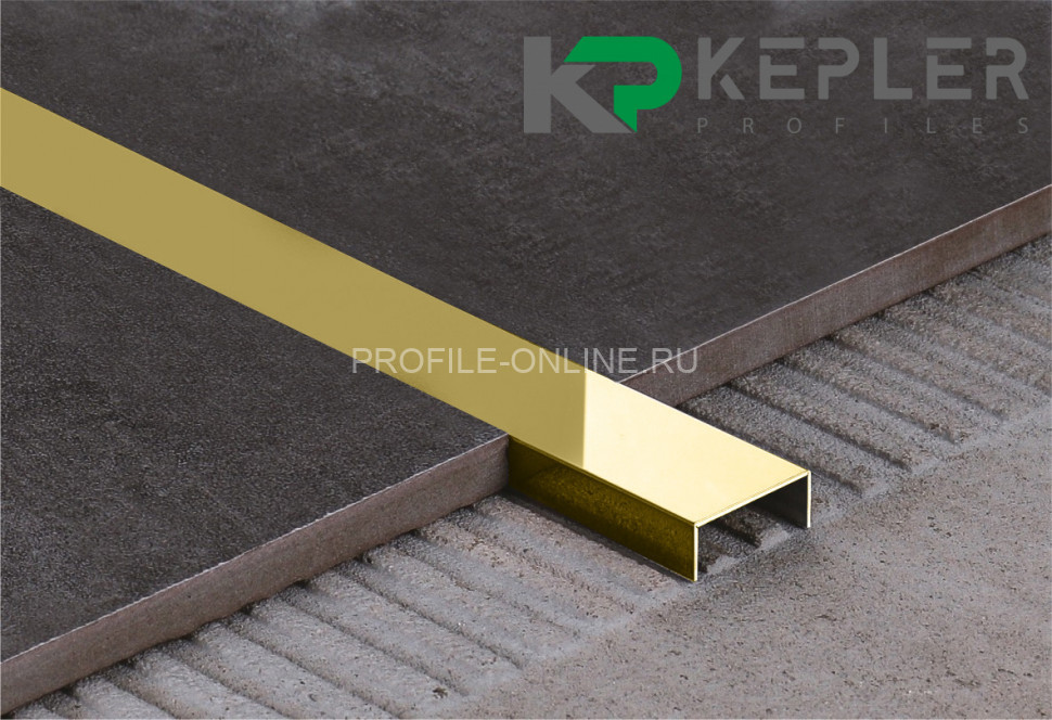 П-образный профиль 10х15 мм из нержавеющей стали SS 304 FSUP15-GP S.S.304 золото полированное 2.7 м