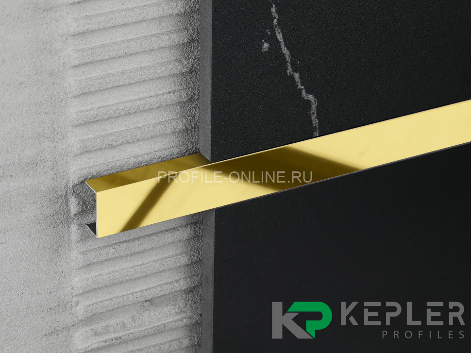 П-образный профиль 10х15 мм из нержавеющей стали SS 304 FSUP15-GP S.S.304 золото полированное 2.7 м