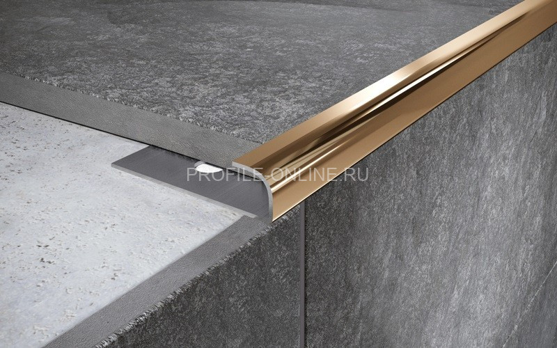 Нержавеющий С-профиль стальной 12 мм FR 12 GP золото полированное 270 см