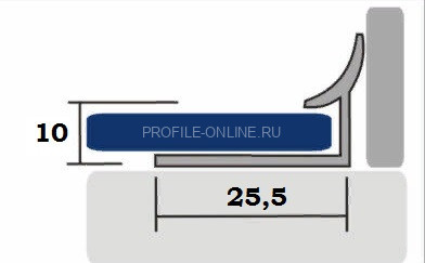 Внутренний угол для плитки алюминиевый закладной 10 мм РВ10 Серебро НЕ 2,7 м
