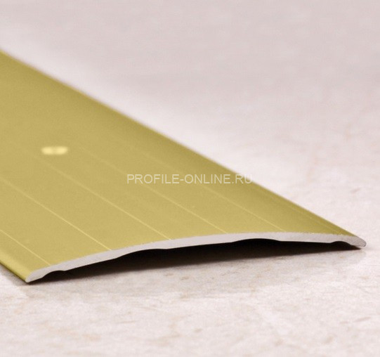Одноуровневый порог алюминиевый 60 мм ПО-60 золото глянец 2,7 м
