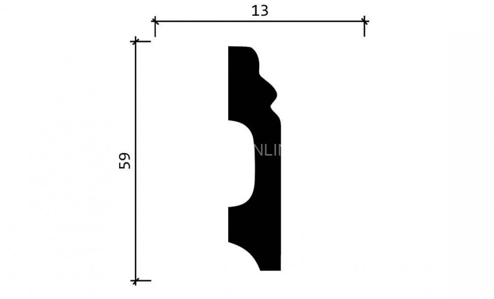 Напольный плинтус 59х13 мм Decor-Dizayn DD27 полистирол белый, под покраску 2 м