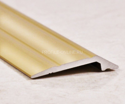 Алюминиевый порог разноуровневый с насечками 28 мм ПО-28х6 золото глянец 2,7 м