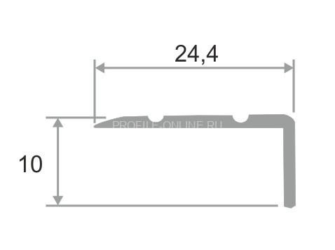 Алюминиевый порог угловой с насечками 24х10 мм ПО-24х10 без покрытия 2,7 м