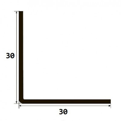 Латунный уголок равносторонний 30х30 мм полированный 270 см