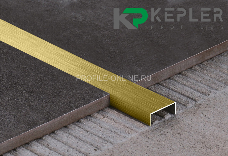 П-образный профиль 10х15 мм из нержавеющей стали SS 304 FSUP15-GS S.S.304 золото сатинированное 2.7 м