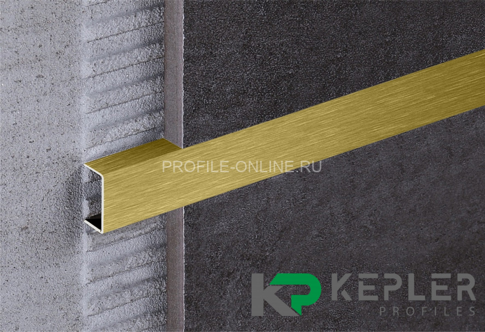 П-образный профиль 10х15 мм из нержавеющей стали SS 304 FSUP15-GS S.S.304 золото сатинированное 2.7 м