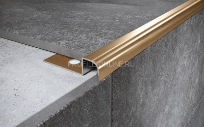Нержавеющий П-профиль окантовочный закладной стальной 10х10 мм FUR 10 GS золото сатинированное 270 см