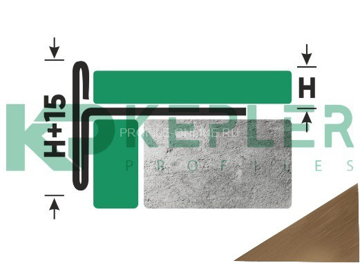 Т-профиль из нержавеющей стали закладной торцевой 8 мм FFT 8 GS золото сатинированное 270 см